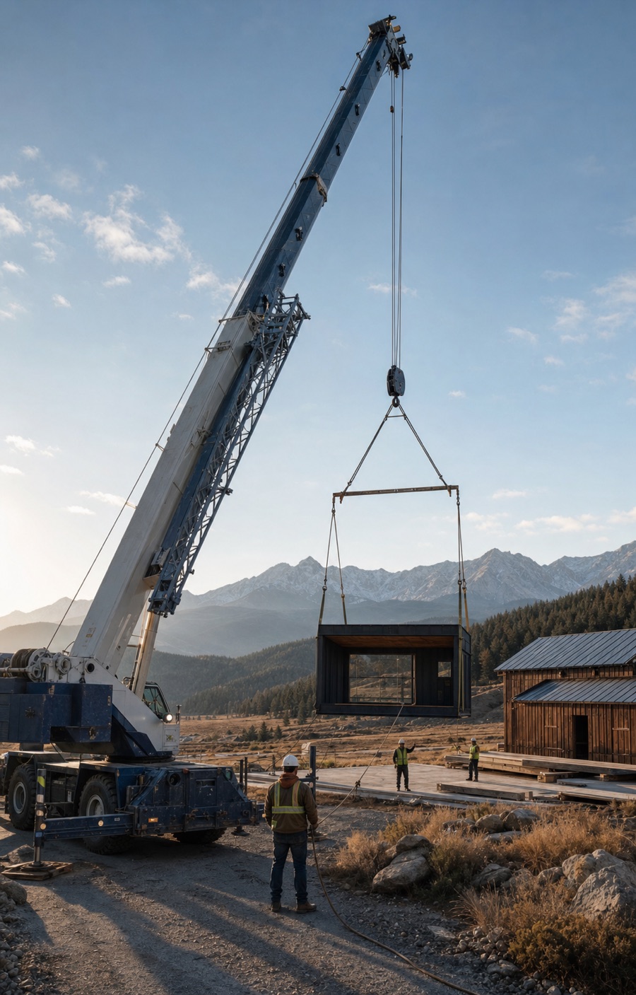 Crane performing a general structural lift